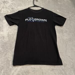 FloGrown Shirt Mens Small Black Honoring Fallen Heroes Thin Blue Line Flag Tee
